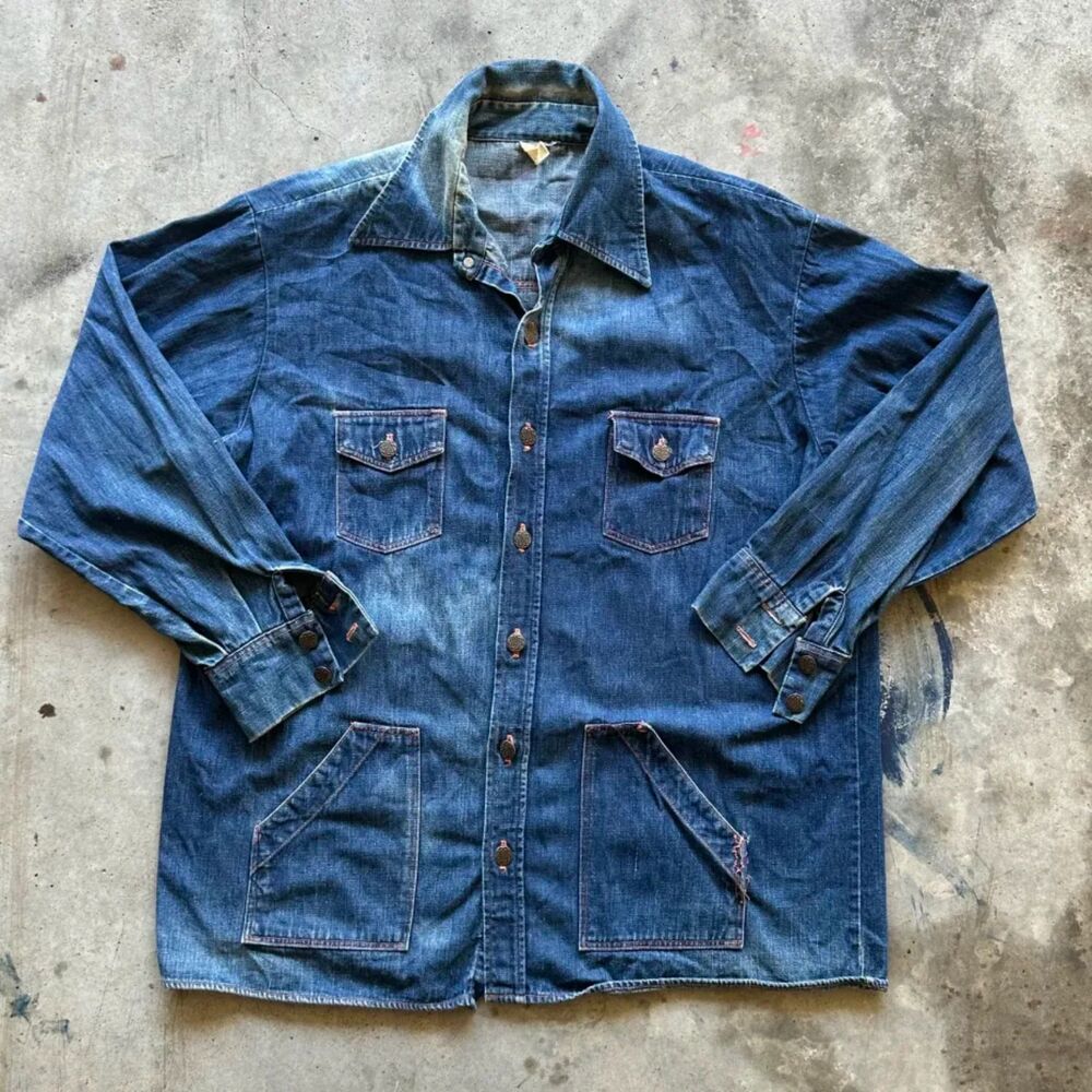 Vintage 60s JC Penney Denim Chore Jacket Size XL / XXL